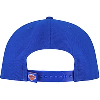 Men's New Era Blue New York Knicks Oversized Puff Print Logo Golfer Snapback Hat