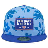 Men's New Era Blue York Knicks Palm Fronds 2-Tone 59FIFTY Fitted Hat