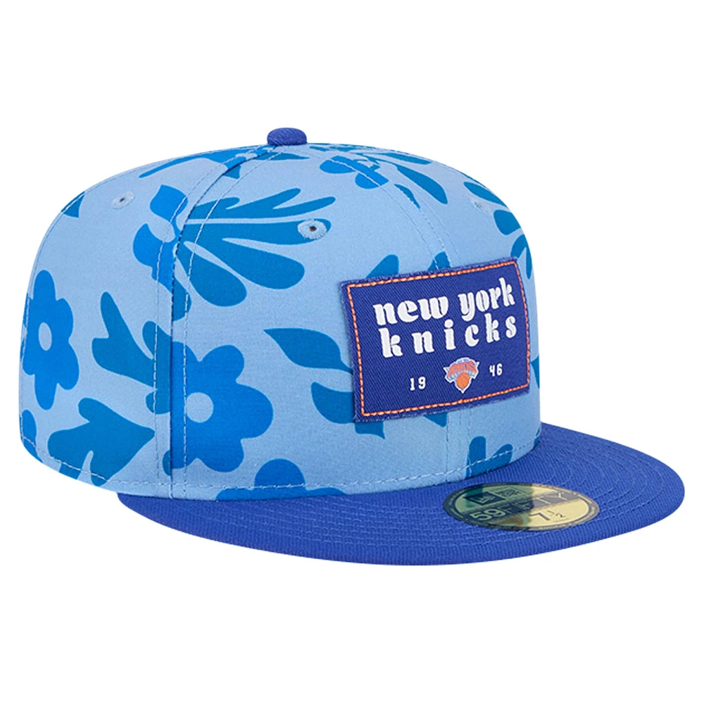 Men's New Era Blue York Knicks Palm Fronds 2-Tone 59FIFTY Fitted Hat