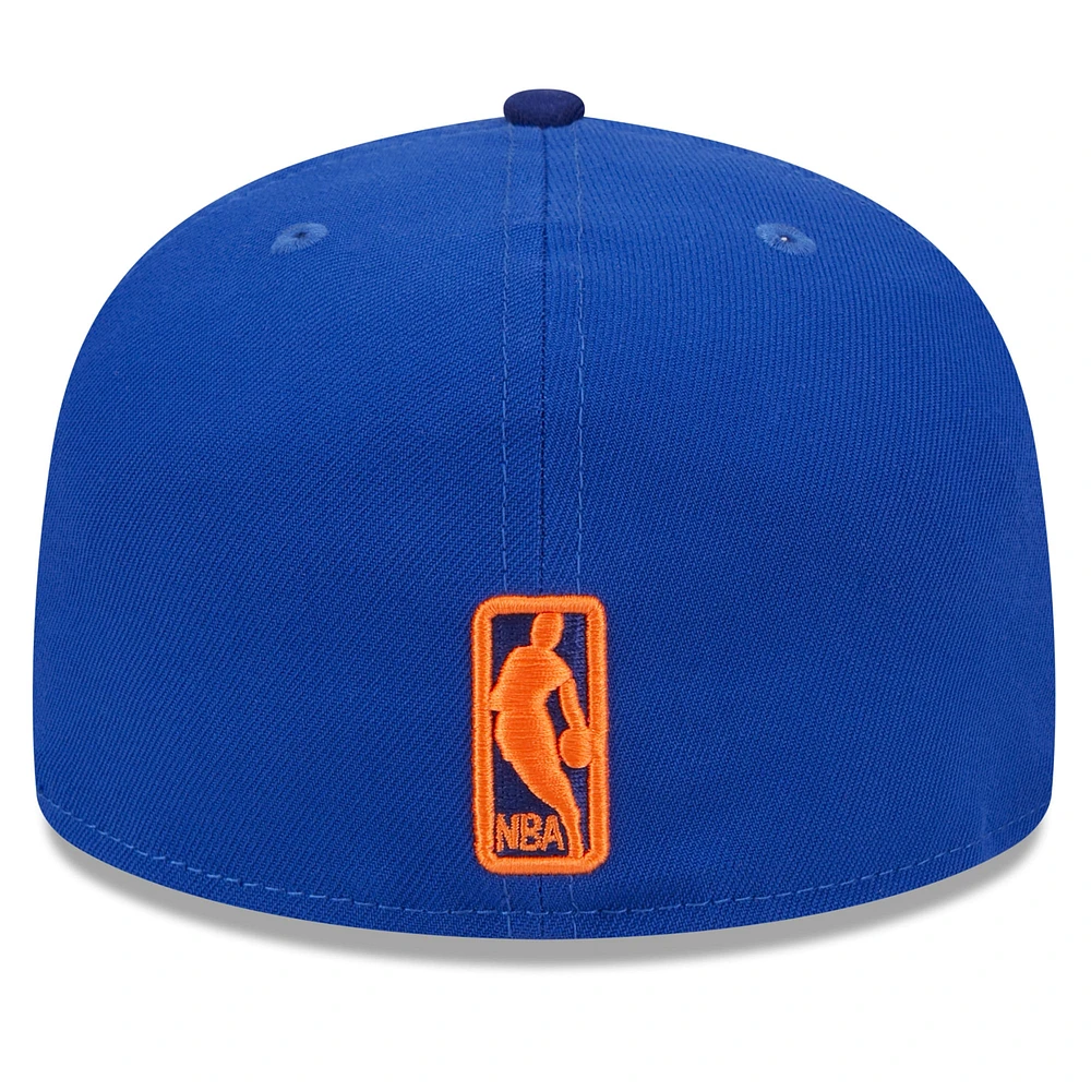 Men's New Era Blue York Knicks  Rally Drive Checkerboard 59FIFTY Crown Fitted Hat