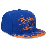 Men's New Era Blue New York Knicks  Rally Drive Flames 9FIFTY Snapback Hat