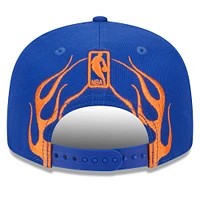 Casquette Snapback 9FIFTY bleue New Era pour hommes des New York Knicks Rally Drive Flames