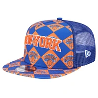 Men's New Era Blue New York Knicks Seeing Diamonds A-Frame Trucker 9FIFTY Snapback Hat