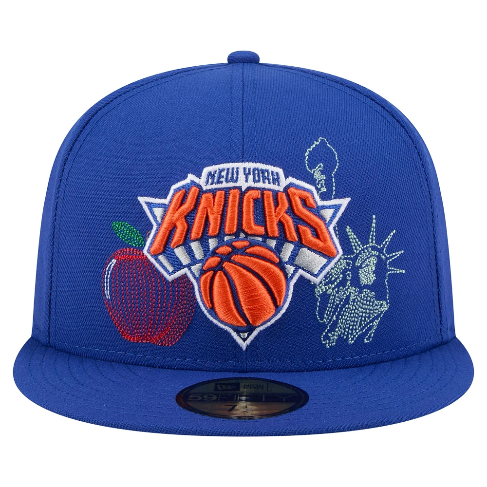 Men's New Era Blue York Knicks State Stitch 59FIFTY Fitted Hat