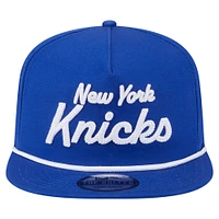 Men's New Era Blue New York Knicks Team Text Golfer Snapback Hat