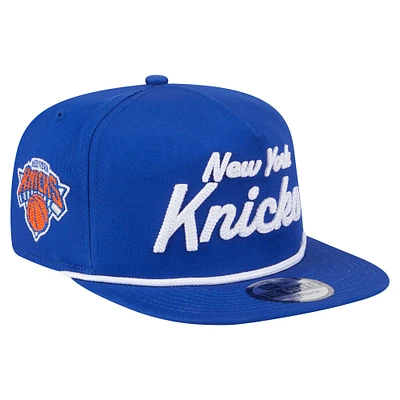 Men's New Era Blue New York Knicks Team Text Golfer Snapback Hat