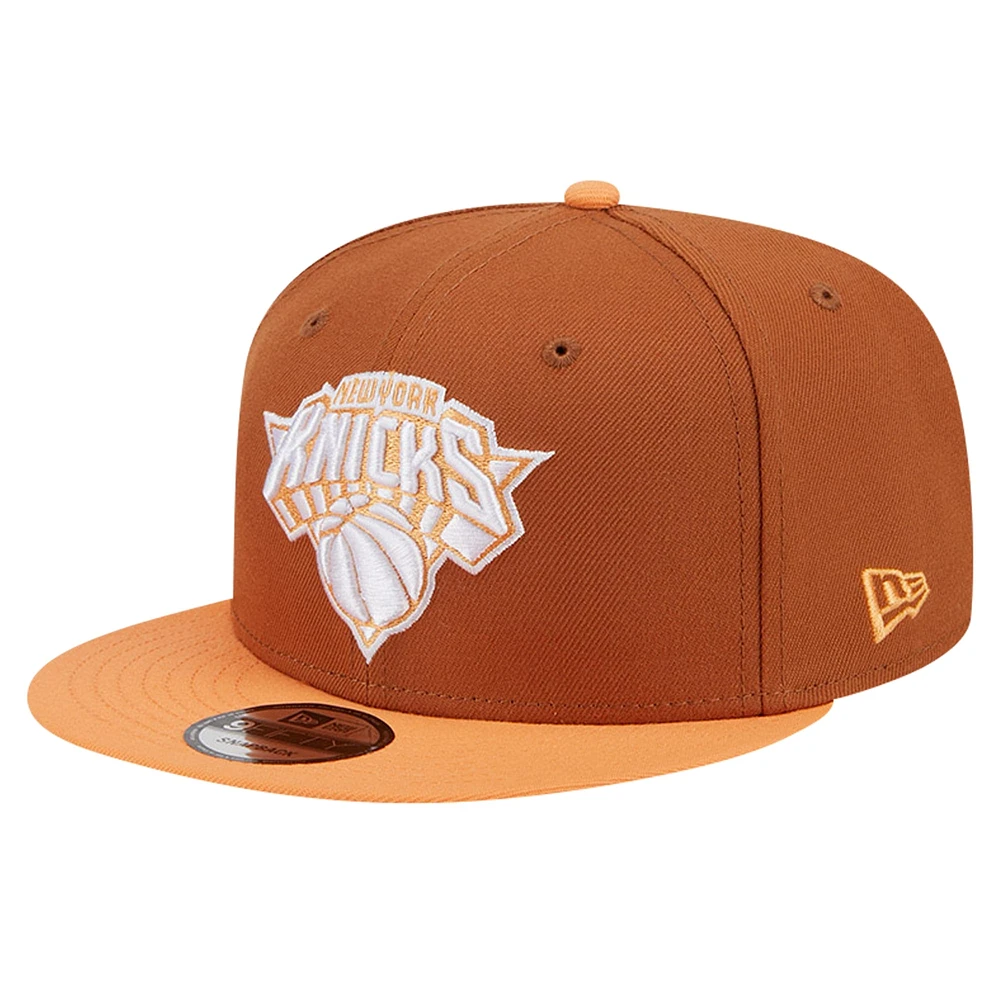 Men's New Era Brown/Orange New York Knicks 2-Tone Color Pack 9FIFTY Snapback Hat