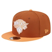 Men's New Era Brown/Orange New York Knicks 2-Tone Color Pack 9FIFTY Snapback Hat