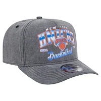 Men's New Era  Charcoal New York Knicks Throwback Washed Pre-Curved 9FIFTY Snapback Hat