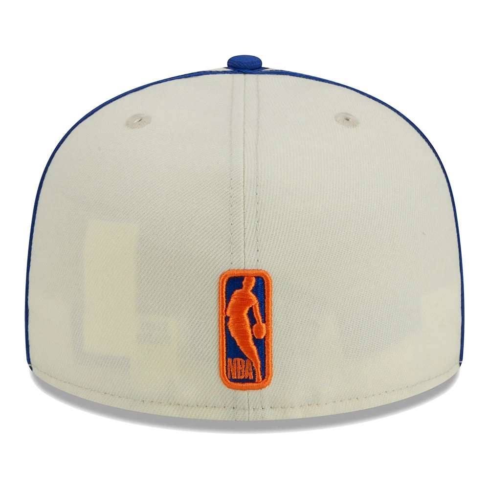 Men's New Era Cream/Blue York Knicks Piping 2-Tone 59FIFTY Fitted Hat