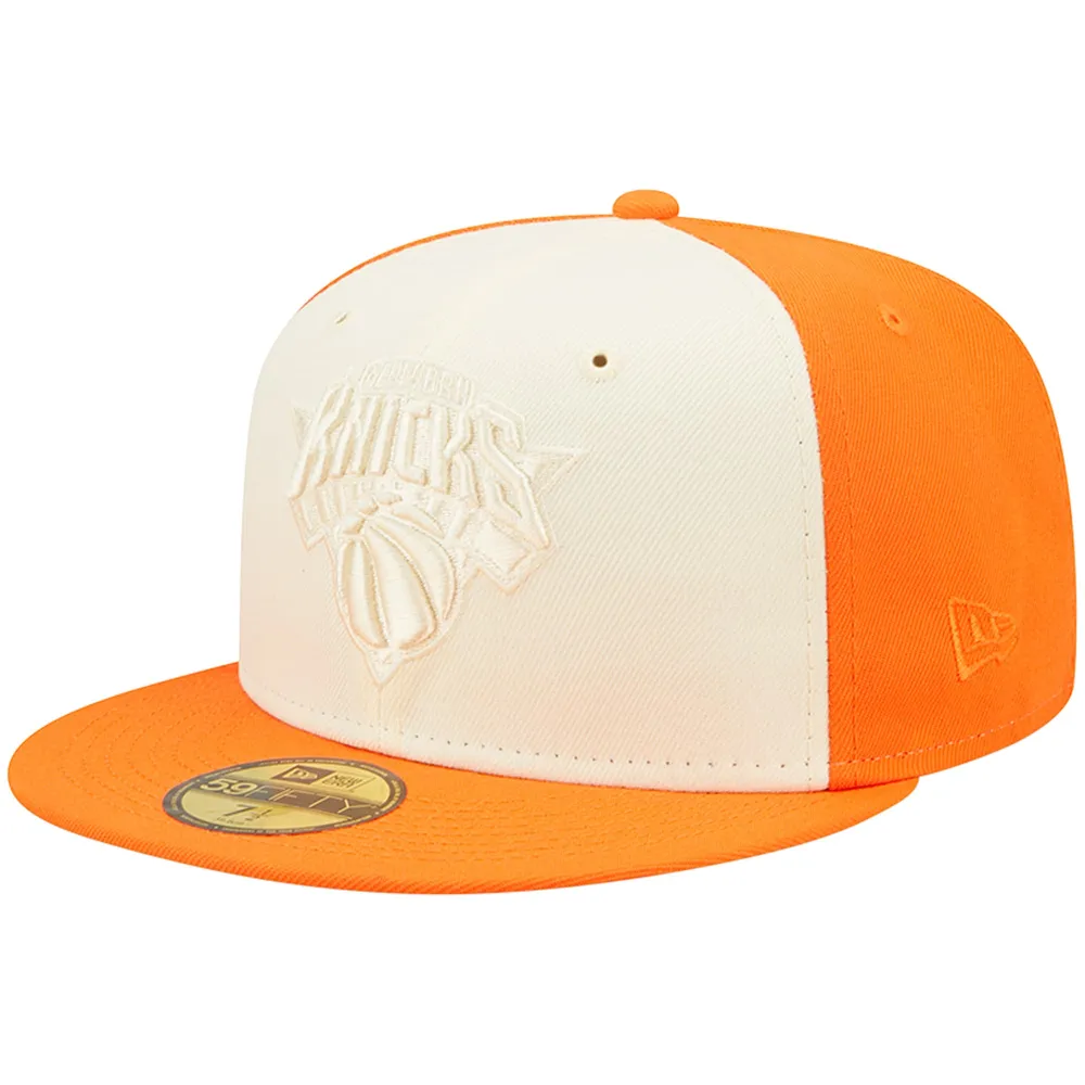 New Era Men's New Era Cream/Orange York Knicks Cork Two-Tone 59FIFTY Fitted  Hat