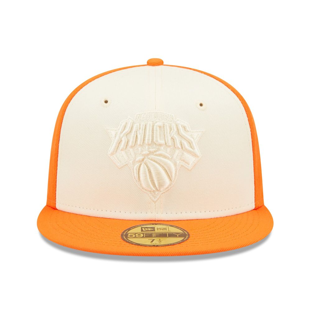 Men's New Era Cream/Orange York Knicks Cork Two-Tone 59FIFTY - Fitted Hat