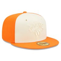 Men's New Era Cream/Orange York Knicks Cork Two-Tone 59FIFTY - Fitted Hat