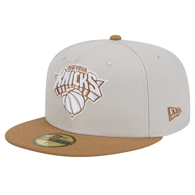 Men's New Era Cream/Tan York Knicks Color Pack 59FIFTY Fitted Hat