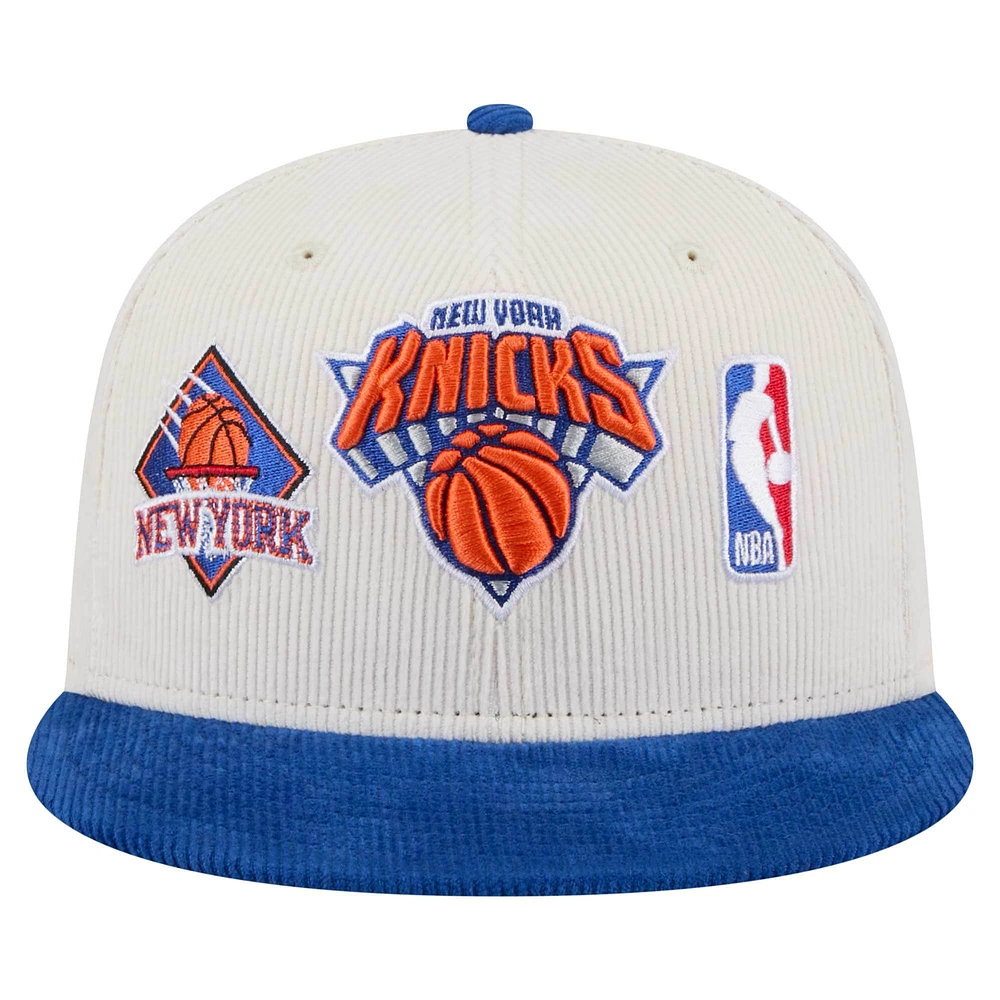 Men's New Era Cream New York Knicks Corduroy Two-Tone 9FIFTY Snapback Hat