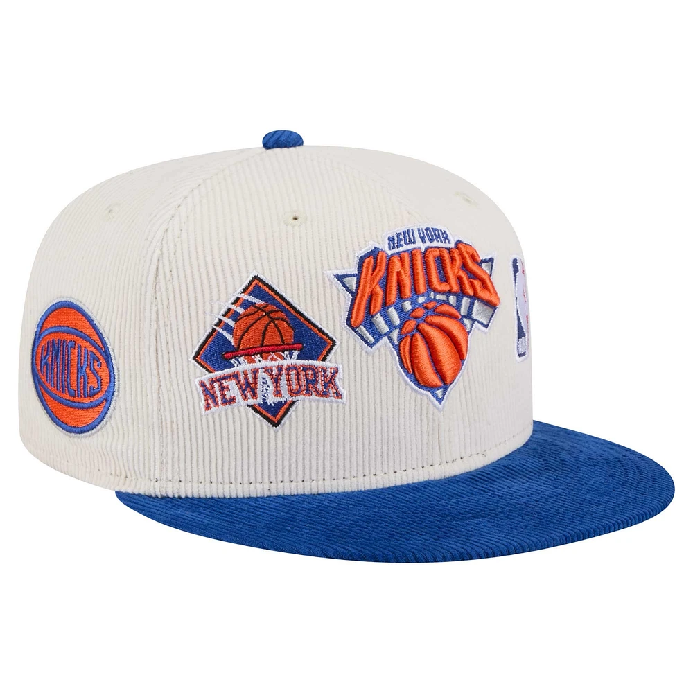 Men's New Era Cream New York Knicks Corduroy Two-Tone 9FIFTY Snapback Hat