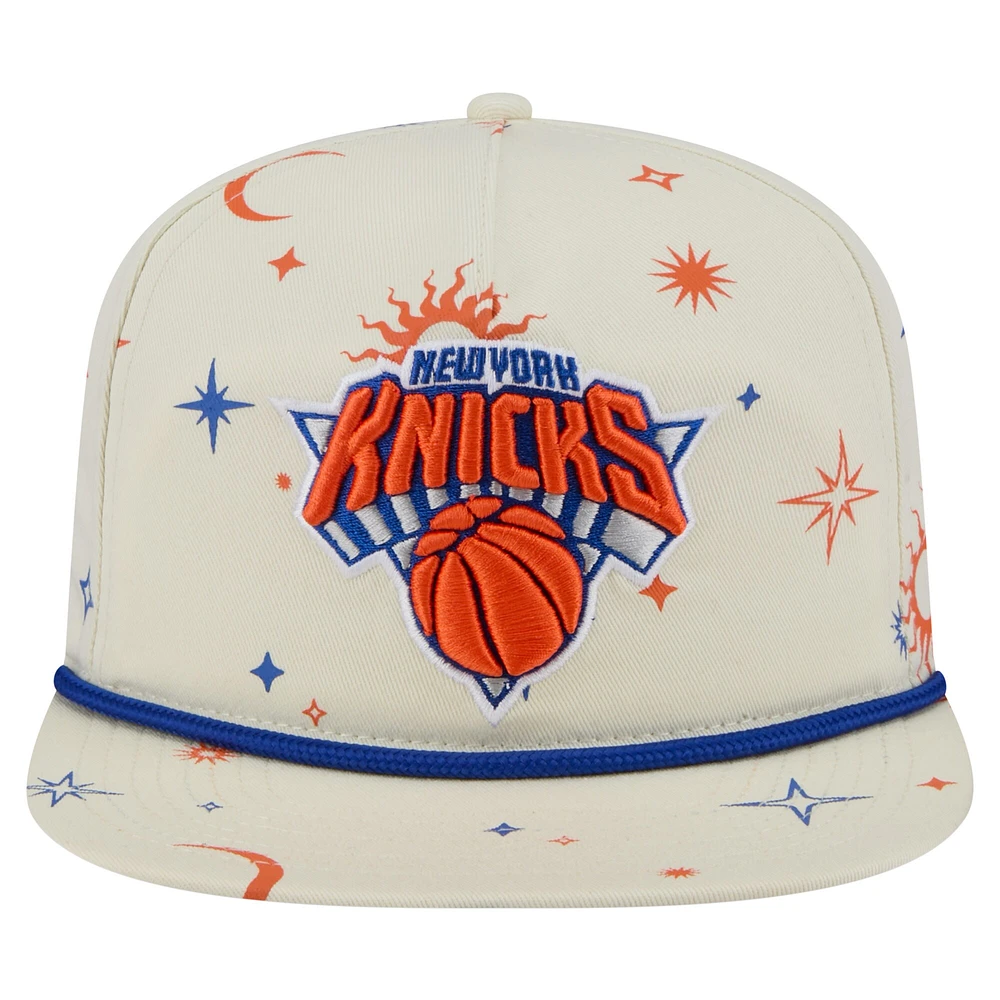 Men's New Era Cream New York Knicks Lunar Golfer Snapback Hat