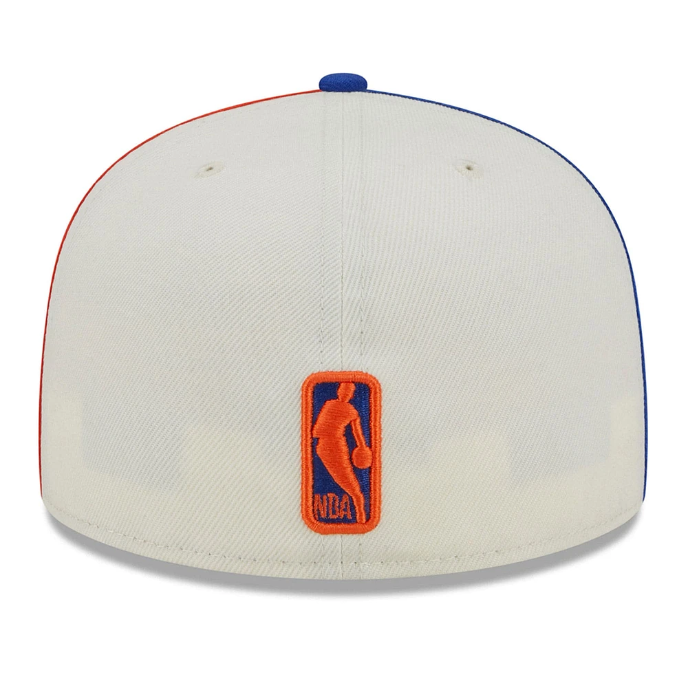 Men's New Era Cream York Knicks Piped Pop Panel 59FIFTY Fitted Hat