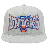 Men's New Era Gray New York Knicks Throwback Corduroy Golfer Snapback Hat