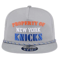 Casquette snapback grise New Era pour homme, motif golfeur rétro des New York Knicks