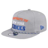 Casquette snapback grise New Era pour homme, motif golfeur rétro des New York Knicks