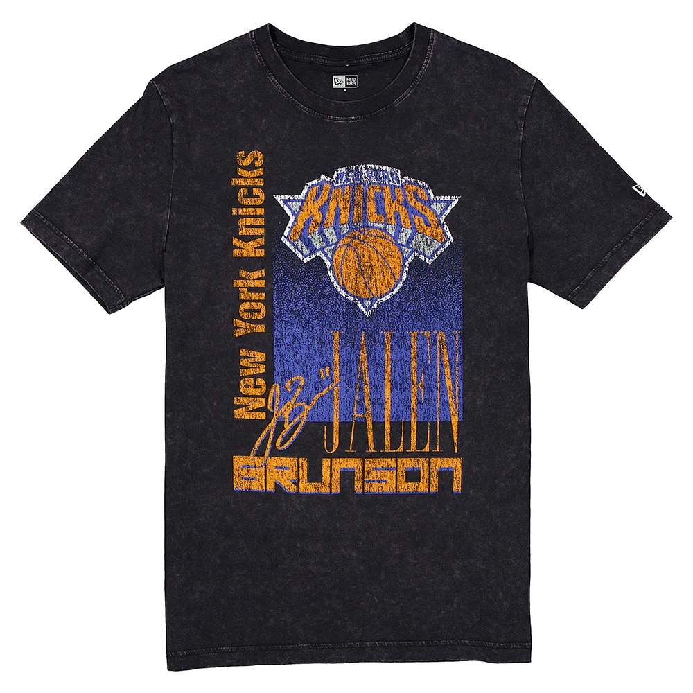 Men's New Era Jalen Brunson Black York Knicks Full Court Press Mineral Wash Player T-Shirt