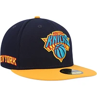 Casquette ajustée 59FIFTY Midnight des New York Knicks Era pour homme, bleu marine/doré