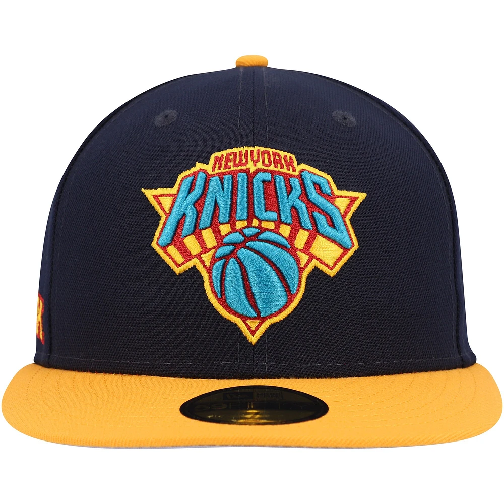 Casquette ajustée 59FIFTY Midnight des New York Knicks Era pour homme, bleu marine/doré