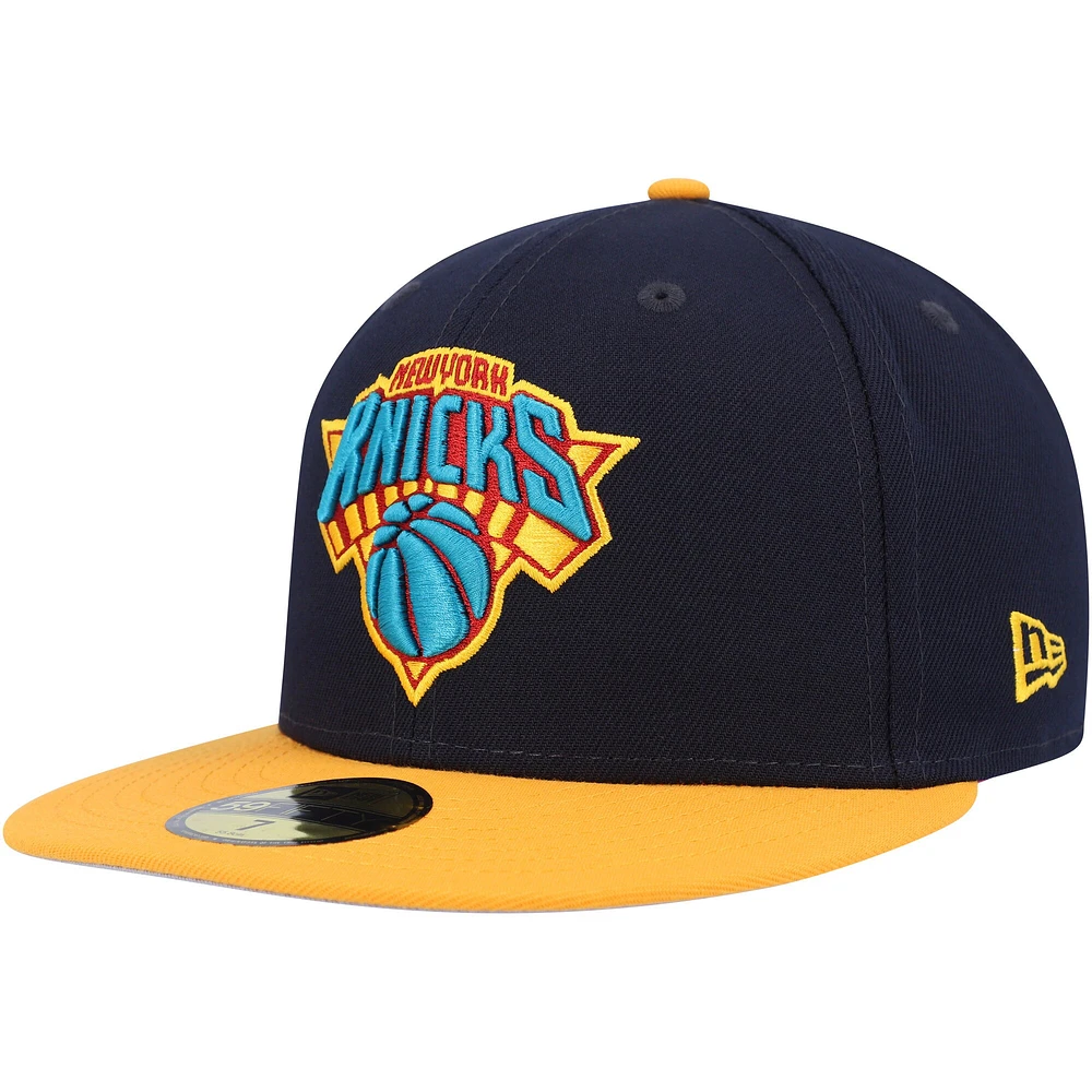 Casquette ajustée 59FIFTY Midnight des New York Knicks Era pour homme, bleu marine/doré