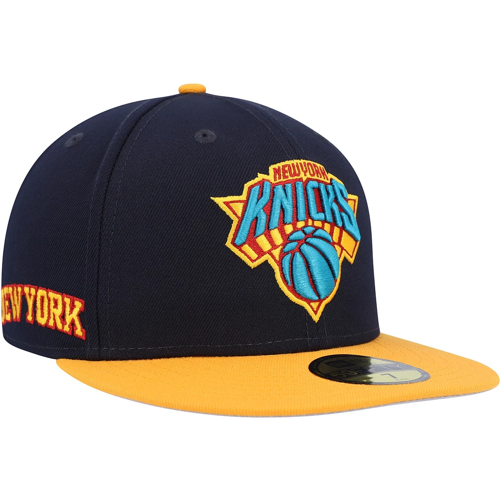 Casquette ajustée 59FIFTY Midnight des New York Knicks Era pour homme, bleu marine/doré