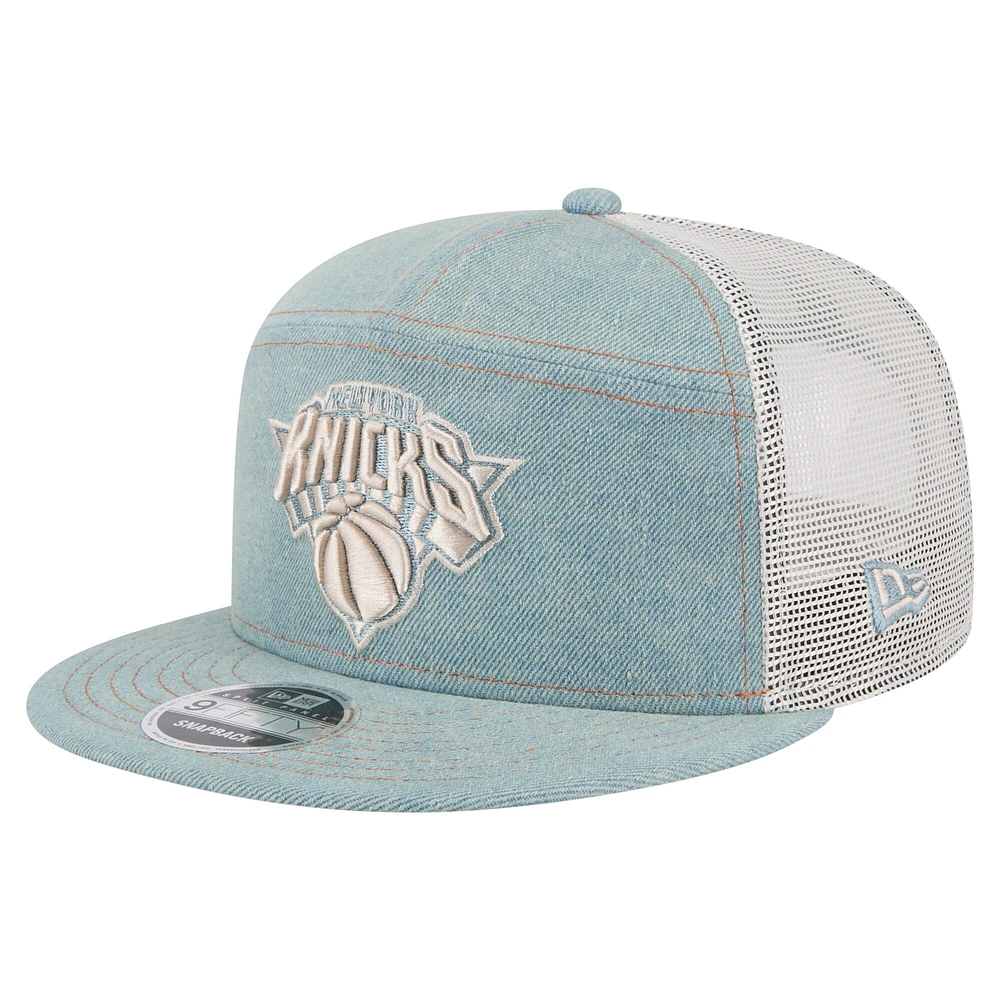 Casquette camionneur à snapback 9FIFTY Adventure Denim pour homme New Era New York Knicks