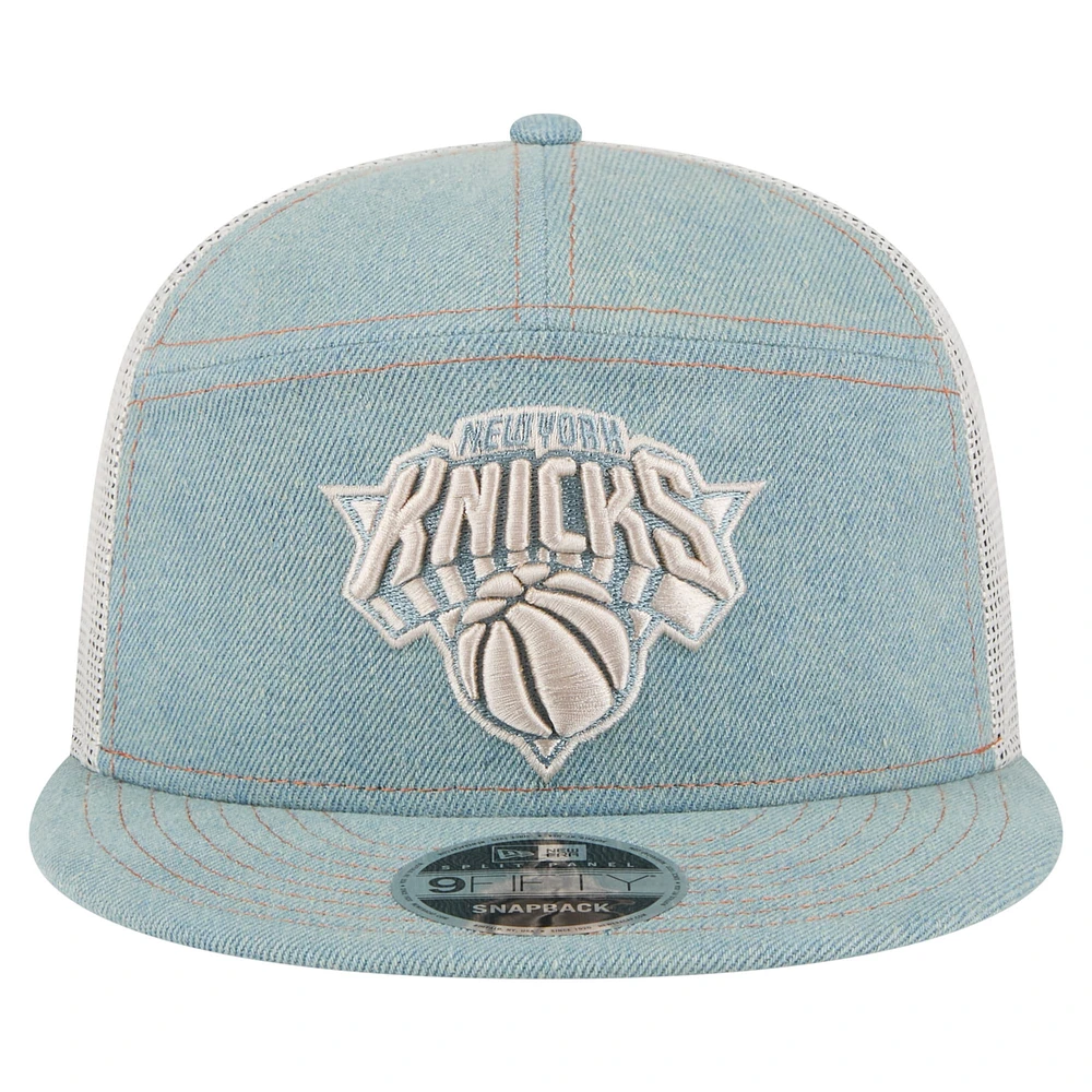 Casquette camionneur à snapback 9FIFTY Adventure Denim pour homme New Era New York Knicks