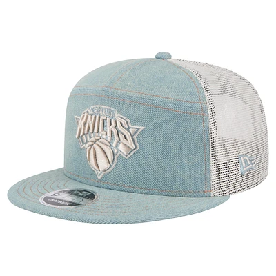 Casquette camionneur à snapback 9FIFTY Adventure Denim pour homme New Era New York Knicks