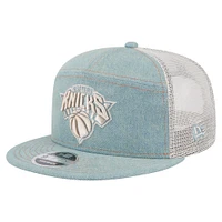 Casquette camionneur à snapback 9FIFTY Adventure Denim pour homme New Era New York Knicks