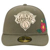 Men's New Era Olive York Knicks Tonal Florals 59FIFTY Fitted Hat