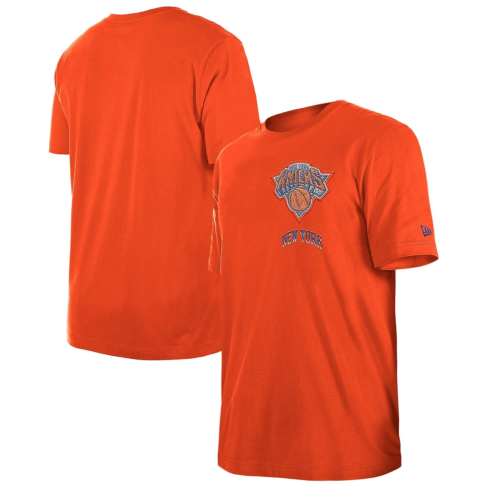 Men's New Era  Orange York Knicks 2024/25 City Edition Chenille Heavyweight T-Shirt