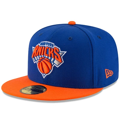 Casquette ajustée 59FIFTY pour homme New Era Royal/Orange York Knicks Official Team Color 2Tone