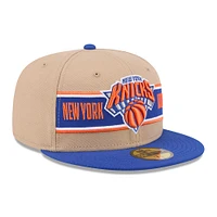 Casquette ajustée New Era York Knicks 2024 NBA Draft 59FIFTY pour homme, beige/bleu