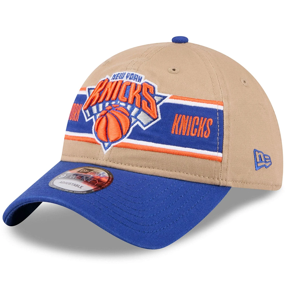 Casquette réglable New Era New York Knicks 2024 NBA Draft 9TWENTY pour homme, beige/bleu