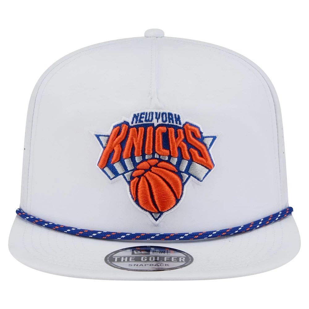 Men's New Era White New York Knicks Performance Rope Golfer Adjustable Hat