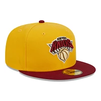 Men's New Era Yellow/Red York Knicks Fall Leaves 2-Tone 59FIFTY Fitted Hat