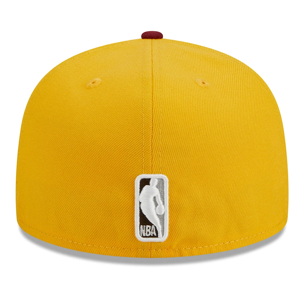 Men's New Era Yellow/Red York Knicks Fall Leaves 2-Tone 59FIFTY Fitted Hat