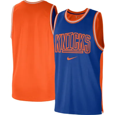 New York Knicks Nike Courtside Versus Force Split DNA Performance Mesh Tank Top - Blue/Orange