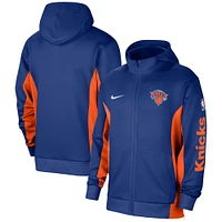 Sweat à capuche entièrement zippé Nike bleu New York Knicks 2023/24 Authentic Showtime pour homme