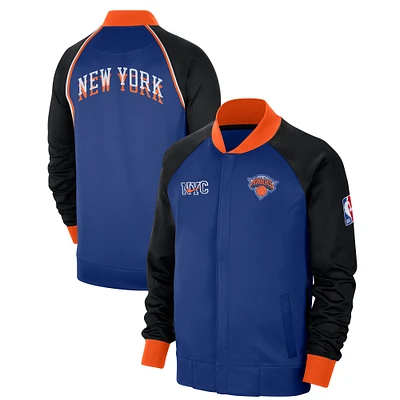 Veste à fermeture éclair intégrale Nike New York Knicks 2023/24 City Edition Authentic Showtime Performance Raglan pour homme