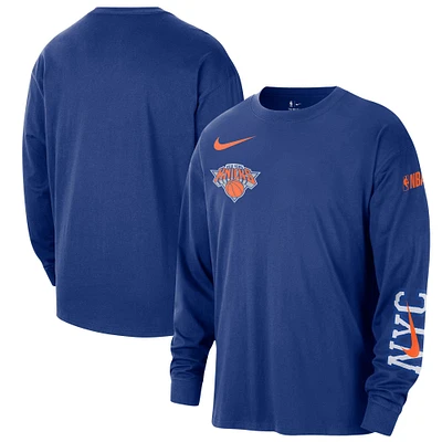 T-shirt à manches longues Nike bleu New York Knicks 2024/25 City Edition Courtside Max90 pour homme