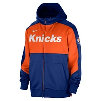 Sweat à capuche entièrement zippé Nike New York Knicks Authentic On-Court Showtime Performance bleu pour homme