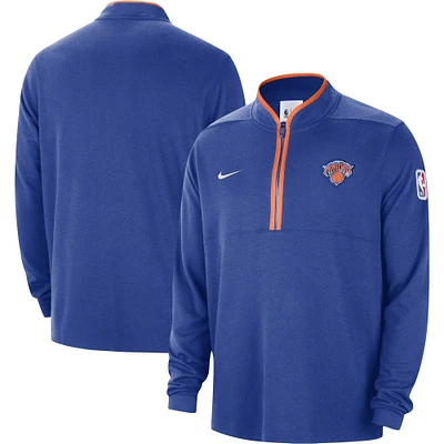 Veste à demi-zip Nike bleu New York Knicks Authentic Performance pour homme