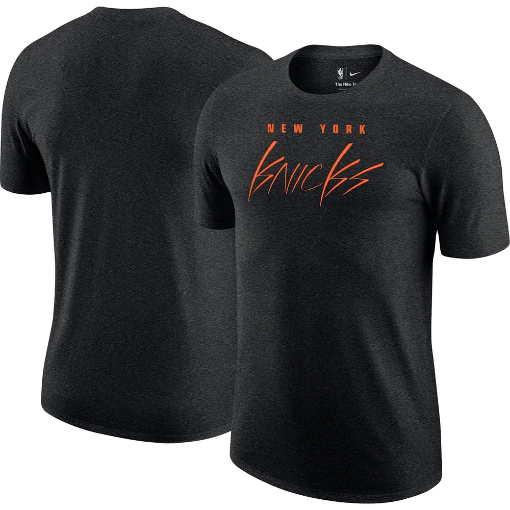 T-shirt Nike Courtside Versus Flight Max90 des New York Knicks pour homme, noir chiné