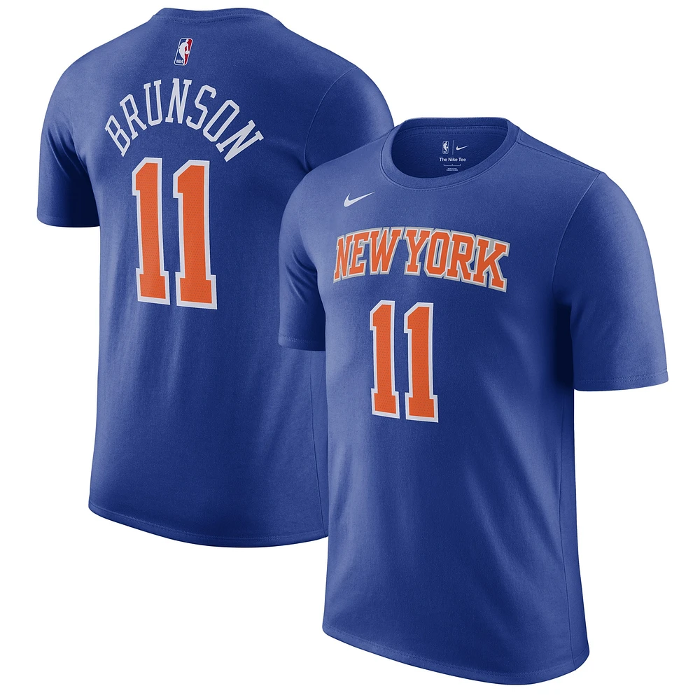 Men's Nike Jalen Brunson Blue New York Knicks Icon Edition Name & Number T-Shirt